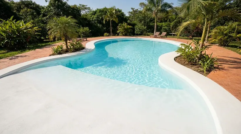 La misma piscina terminada con PISCIYÁ color blanco